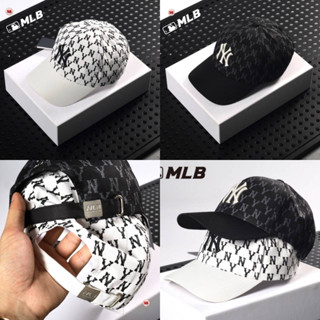 MLB (พร้อมส่ง) หมวกแก็ป JACQUARD MONOGRAM CURVED CAP