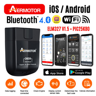 Aermoter ELM327 V1.5 Bluetooth 4.0 / WiFi 25K80 OBD2 Adapter