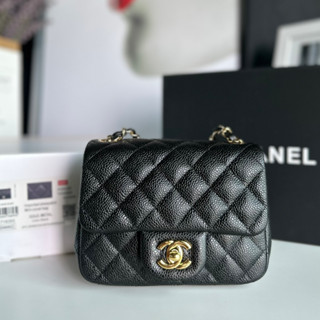 CHANEL CLASSIC FLAP BAG CAVEAR LEATHER size 17CM งานดีสุดหนังอิตาลี 🔥หนังเงานิ่มละเอียดที่สุด เทียบเเท้มาก  * ปีใหม่ mic