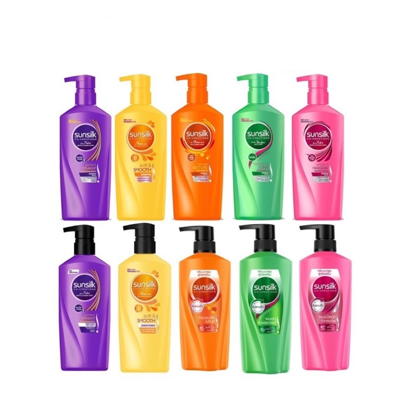 (รุ่นขวดเดี่ยว หัวปั๊ม) Sunsilk แชมพู ซันซิล ขนาด 400 มล. / ครีมนวดซันซิล ขนาด 380 มล.