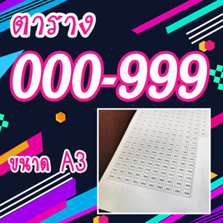 ตารางเบอร์ ตารางหวย 000999 บัตรเบอร์เงิน สมุดบันทึก ราคาถูก ตารางเบอร์เงิน 000-999 ป้ายเบอร์ทอง 000-999 สมุดออมเงิน