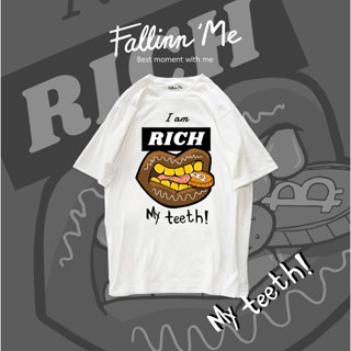 FallinnMe เสื้อยืดแขนสั้น I am RICH ขาว