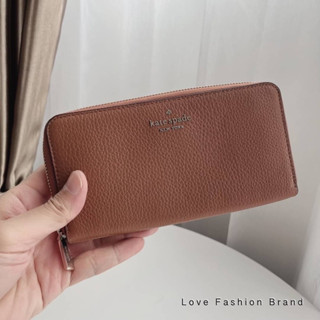 👑ผ่อน0%~แท้100%👑 กระเป๋าสตางค์ ใบยาว สีน้ำตาล Kate Spade Leila Large Continental Wallet in Brown wlr00392