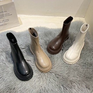 Y19 รองเท้าบูทหนัง แบบสั้น กันหนาว ลุยหิมะ ของผู้หญิง มีซิบ Boots winterfull พร้อมส่ง ทันทีจากไทย