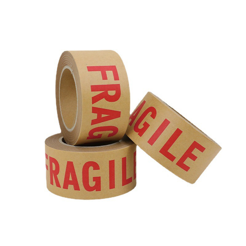 Self adhesive tape | เทปกระดาษมีกาวในตัว ม้วนใหญ่ กว้าง 6cm ยาว 50 เมตร ใช้งานง่าย ลาย fragile ระวังแตกพิมพ์สีแดง