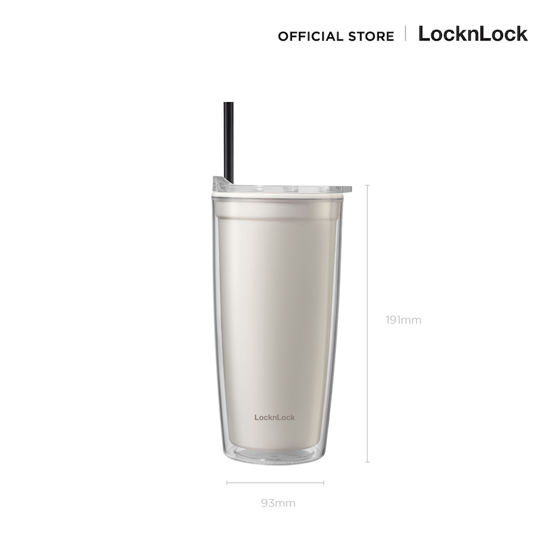 LocknLock แก้วน้ำพลาสติก 2 ชั้น Double Wall Cold Cup ความจุ 600 ml. รุ่น HAP523IVY