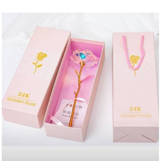 ดอกุหลาบ24Kของขวัญในวันพิเศษพร้อมกล่องถุงการ์ด