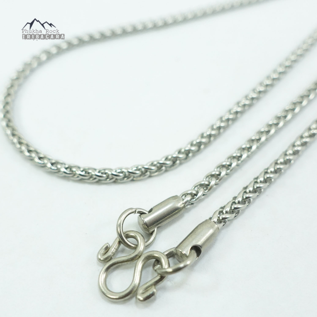 U06 สร้อยคอห้อยพระ ลายเปีย ขนาด 3 มม ยาว 24 นิ้ว ห้อยพระ สร้อยสแตนเลส สร้อยพระ stainless necklace