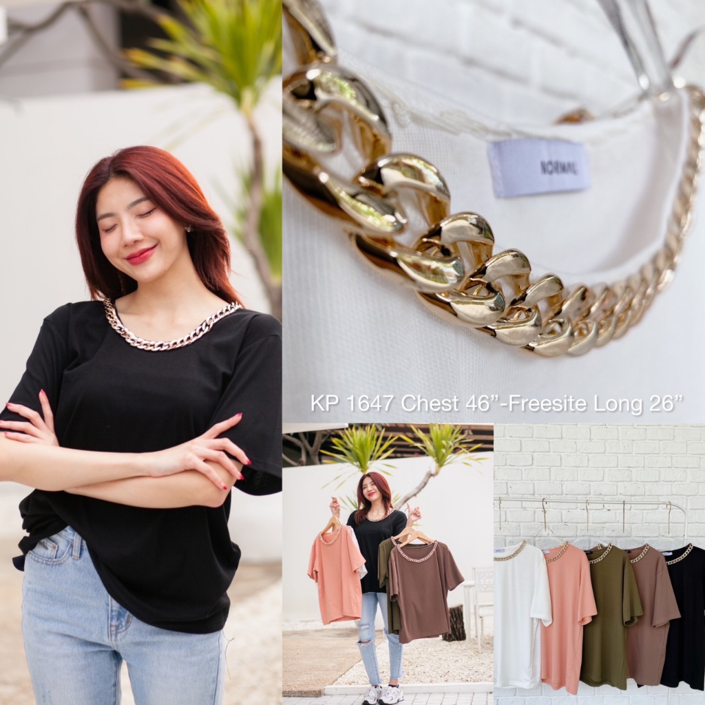 👉เสื้อยืดคอกลมสอยโซ่ ทรงover size ✨ งานสวย เรียบหรู เหมาะกับทุกโอกาส เนื้อผ้าดีใส่แล้วไม่ร้อน ปังๆ