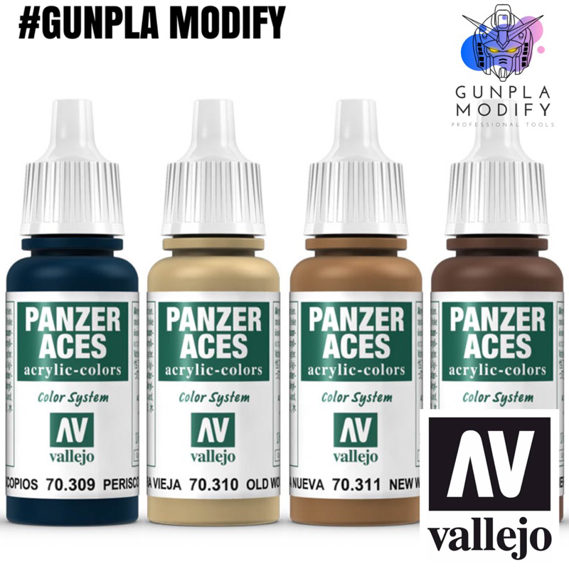 Vallejo Panzer Aces สีอะคริลิคสูตรน้ำ เฉดสีทหาร 309-312