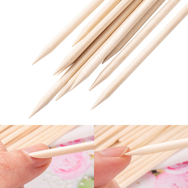 ไม้ส้ม ไม้ดุนหนัง เกลี่ยสติ๊กเกอร์ อุปกรณ์ทำเล็บ งานฝีมือ(ขนาด 11.3 cm) 100ชิ้น