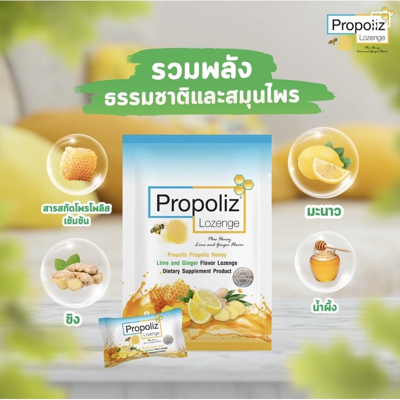 PROPOLIZ LOZENGE PLUS โพรโพลิซ พลัส ชนิดเม็ดอม ชุ่มคอ ซอง 8 เม็ด รุ่นใหม่ ยกกล่อง 10 ซอง - รูปที่ 5