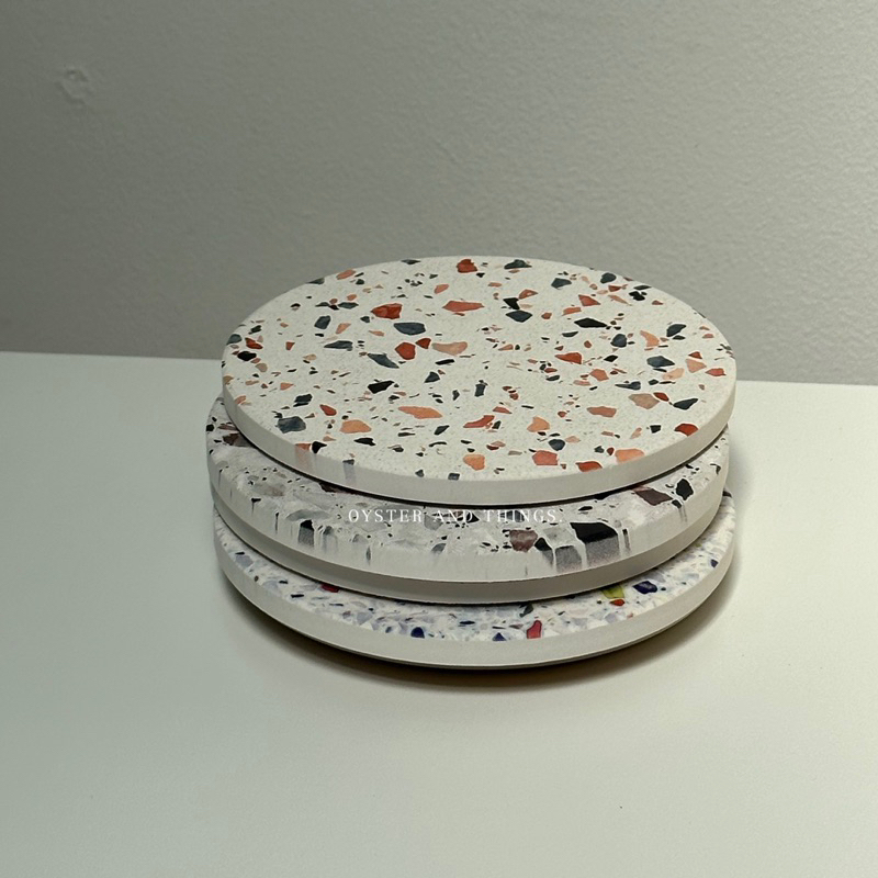 ที่รองแก้วลายหินขัด | Terrazzo Coaster | Oyster and Things.