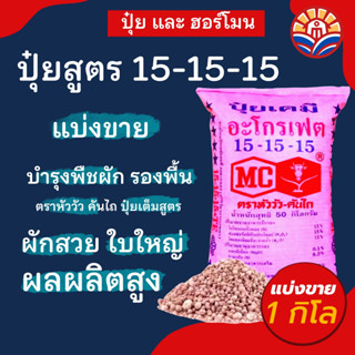 ส่งไว! ปุ๋ย หัววัว คันไถ 15-15-15 แบ่งขาย 1 กิโล สูตรเสมอ เร่ง ต้น ใบ ดอก ผล