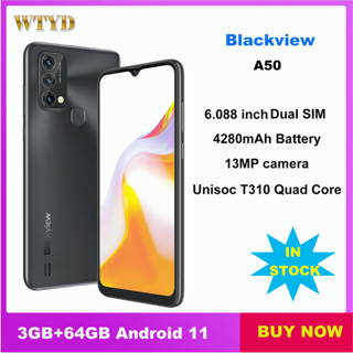 Blackview A50 3GB+64GB 6.088 inch Android 11.0 Phone Unisoc T310 Quad Core 4G Dual SIM Smartphone