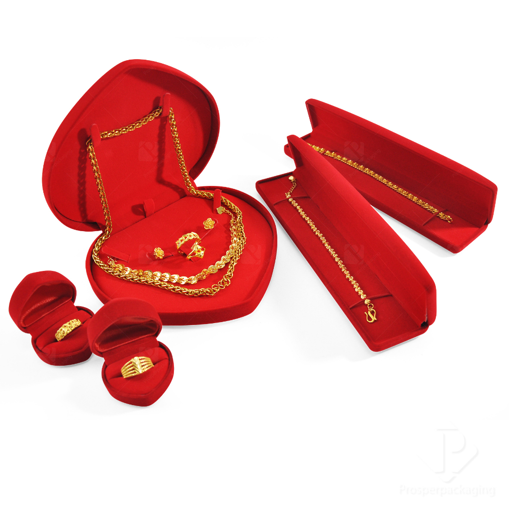 กล่องกำมะหยี่ Set Fชุดสุดคุ้ม ในชุดมีกล่องสร้อยL สร้อยมือ แหวน จัดเก็บสินสอด งานแต่ง ทองแท่ง โชว์เครื่องประดับ