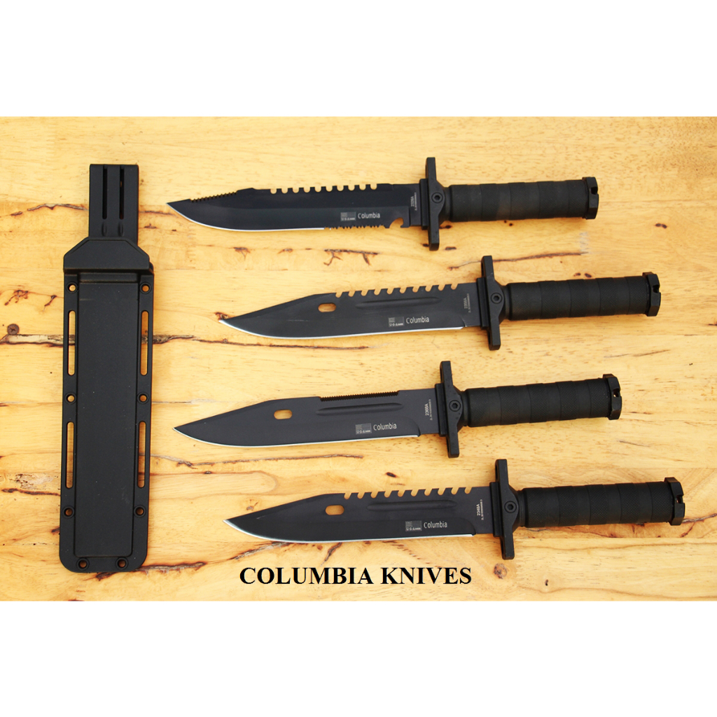 มีดเดินป่า COLUMBIA รุ่น 2328A ,2348A,2358A,2368A มีดทรงโบวีใบรมดำสำหรับลุยป่า ขนาด 14 นิ้ว พร้อมซองแข็ง