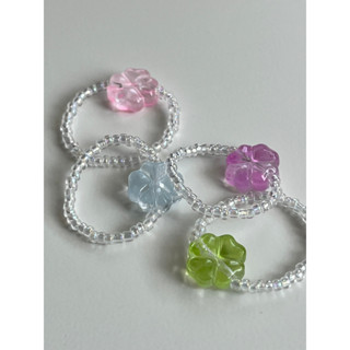 (ondk) Ring - Lucky / แหวนลูกปัดใบโคลเวอร์น่ารักสไตล์เกาหลี