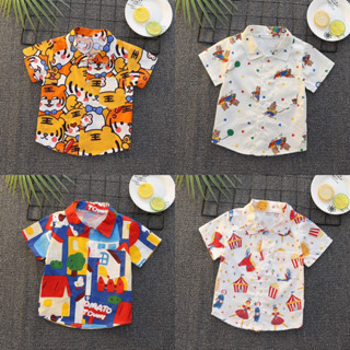 เสื้อเชิ๊ตเด็ก คอปก แขนสั้นลายการ์ตูน