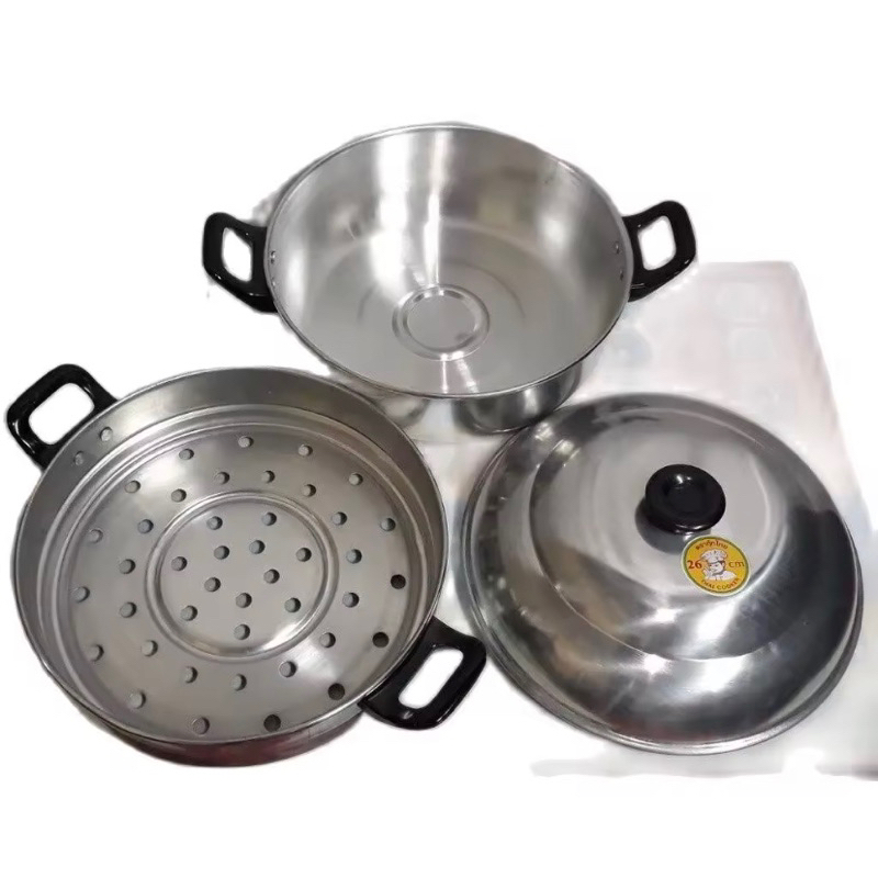 หม้อนึ่งอลูมิเนียม หม้อนึ่งอาหาร หม้อนึ่ง2ชั้น ตรากุ๊ก ขนาด 26,28 ,30 ซม. รูปที่ 3