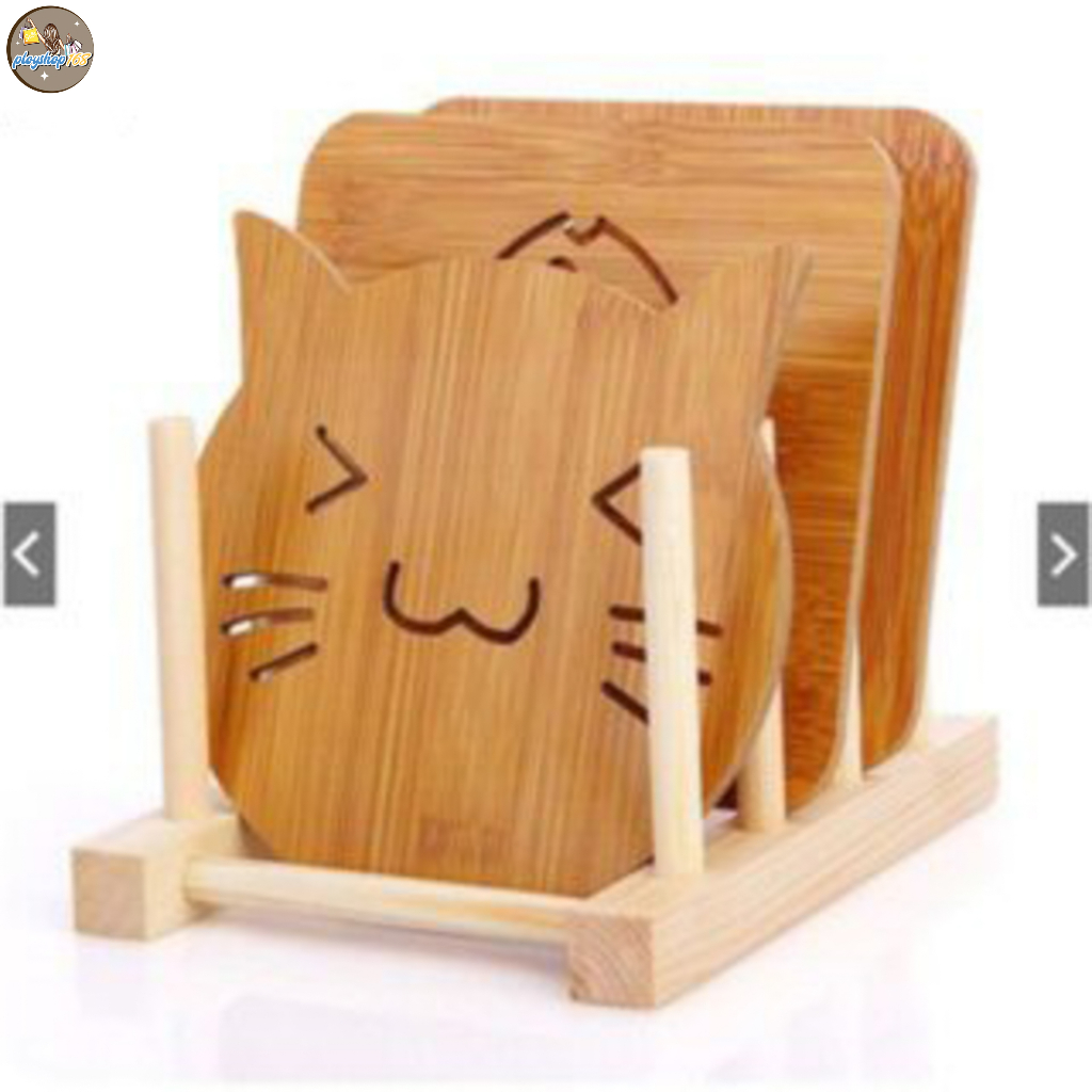 แผ่นรองแก้ว แผ่นรองความร้อน ลายการ์ตูน กันลื่น ที่รองแก้ว