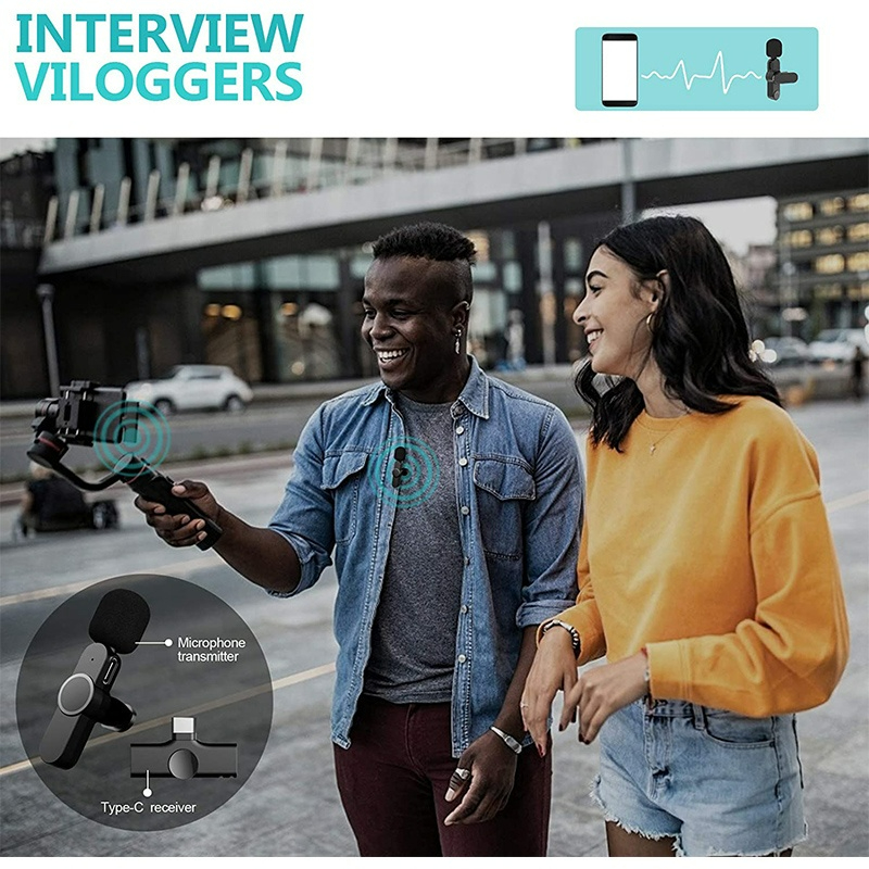 GOOJODOQ Wireless Lavalier ไมโครโฟน บันทึกเสียงแบบพกพา มินิ ไมค์ สำหรับ iPhone Android ถ่ายทอดสดการเล่นเกม  Vlogging 2 Gen