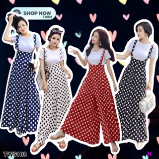 👗Pfashion [ส่งไว!!🚛] P5108 Set สื้อ+เอี๊ยม Poka dot