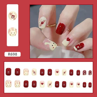 【สินค้าใหม่】R350 เล็บปลอมสำเร็จรูป เล็บปลอมยาว กันน้ำ หลากหลายสไตล์ กล่องละ 24 ชิ้น