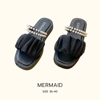 🔥 Sale ล้างสต็อคเหลือ 119 🔥 Mermaid รองเท้าแตะผู้หญิง ดีไซน์ไขมุก เสริมส้น 2.5 cm