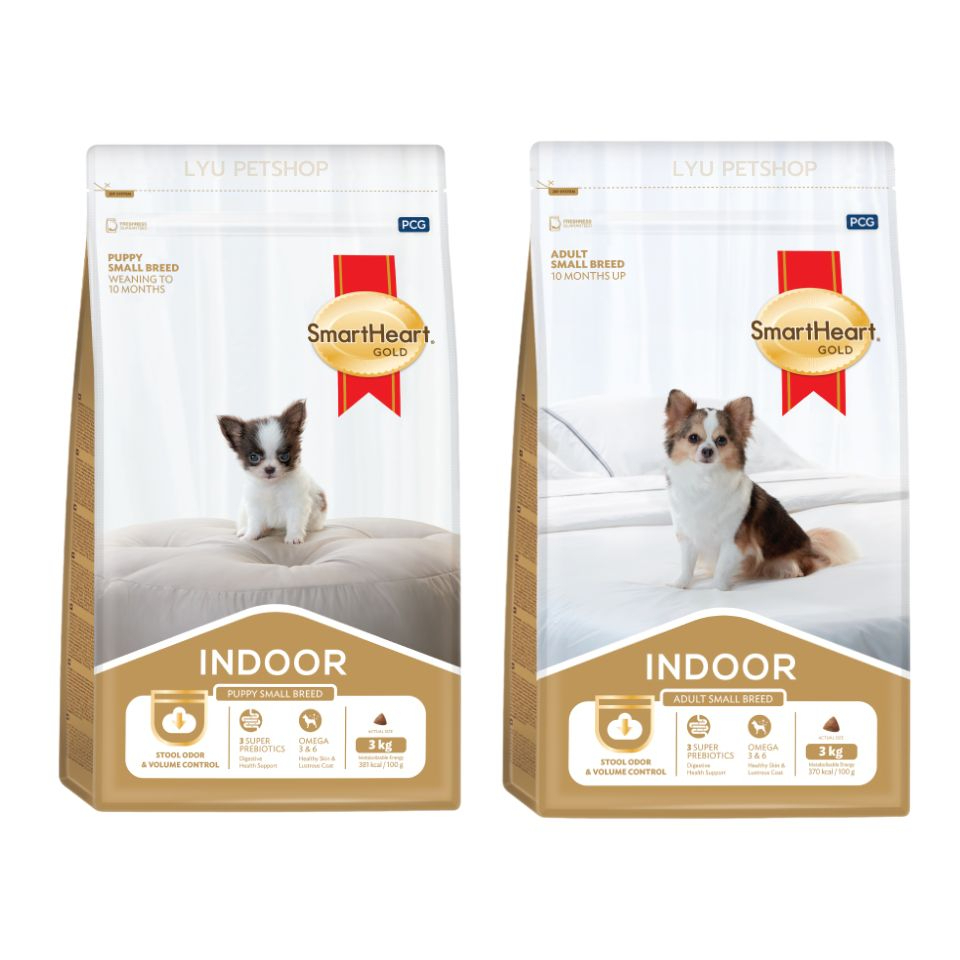 SmartHeart Gold Indoor อาหารสุนัขเลี้ยงในบ้าน ลูกสุนัขพันธุ์เล็ก / สุนัขโตพันธุ์เล็ก ขนาด 1 กก.