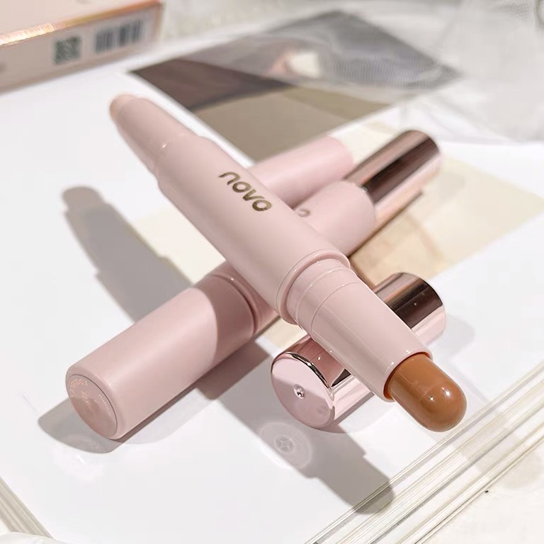 NOVO5494 Contour Hightlight โนโวเฉดดิ้ง ไฮไลท์ คอนทัวร์ แบบแท่ง 2 หัว ปกปิดรอยสิว รอยคล้ำ หน้ามีมิติ