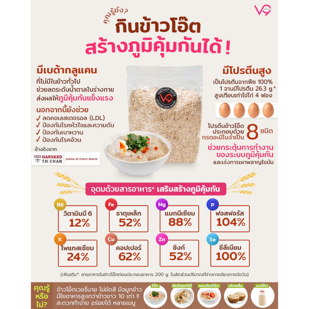 เวอรี่นาย ข้าวโอ๊ต อบเต็มใบ เกรดพรีเมี่ยม 800 กรัม Verre9 Regular Rolled Oat ( R-800 ) thumbnail 7