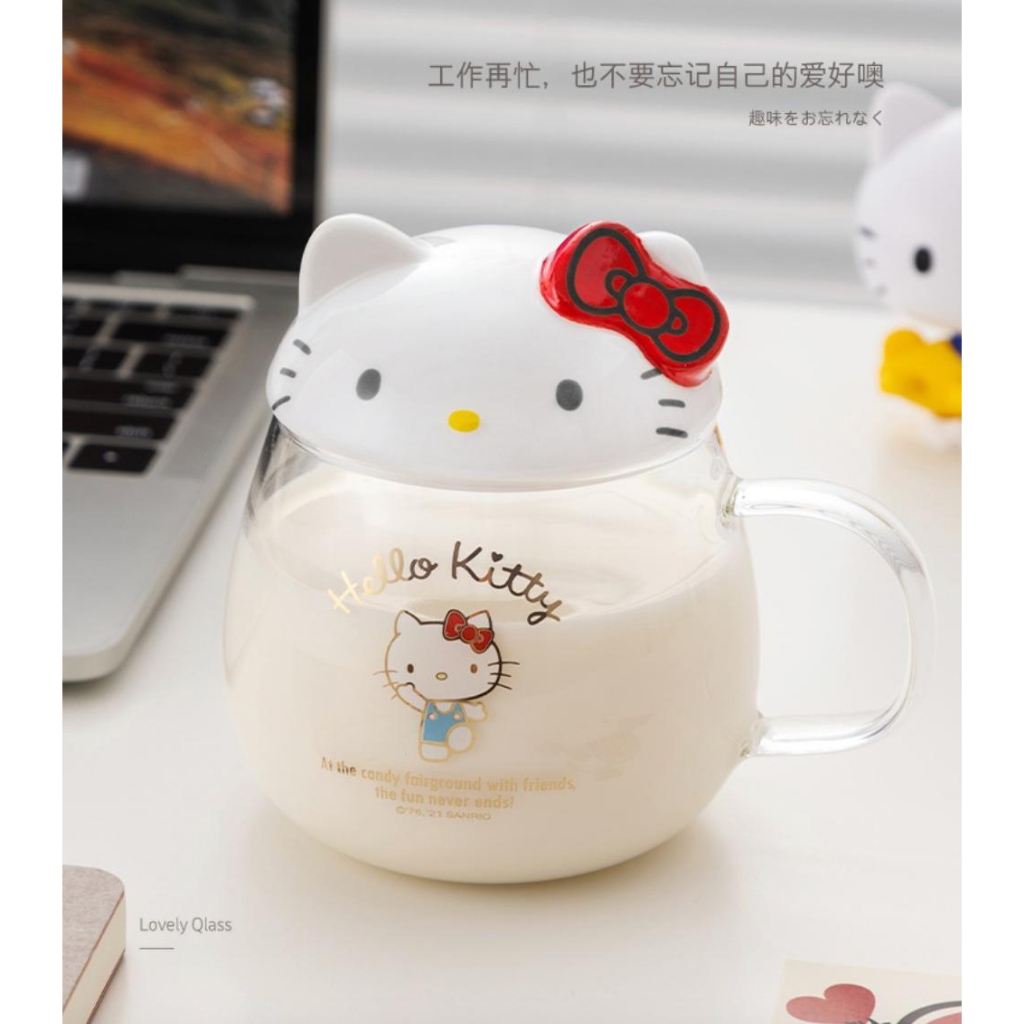 แก้วน้ำใส แก้วมัค พร้อมฝาหัวการ์ตูน Sanrio แท้ 400ml. ซานริโอ้ | Bluerubystore