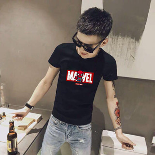 เสื้อยืดแขนสั้น Marvel Logo Spiderman Spider Man Avengers Super Hero T-Shirt Short sleeve T-shirts