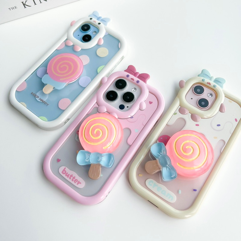 พร้อมส่งในไทย T7S99 Lollipop Girl เคสไอริงอมยิ้ม เคสไอโฟน สำหรับ IPhone11-12Pro,12Promax,13Promax,14,14Pro,14Promax