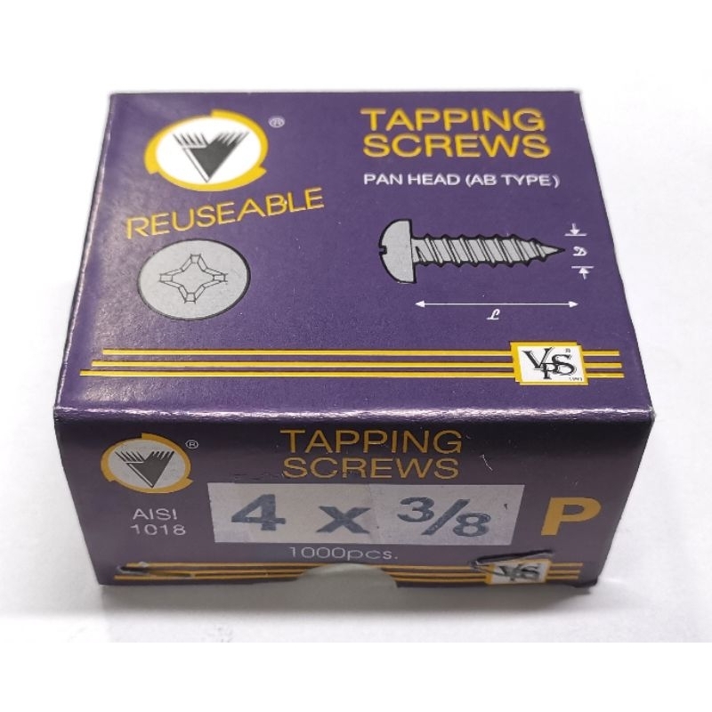 VPS เกลียวปล่อย เบอร์ 4X3/8" P เกลียวเหล็ก #4X3/8" ตะปูเกลียว เบอร์4 ยาว 3 หุน