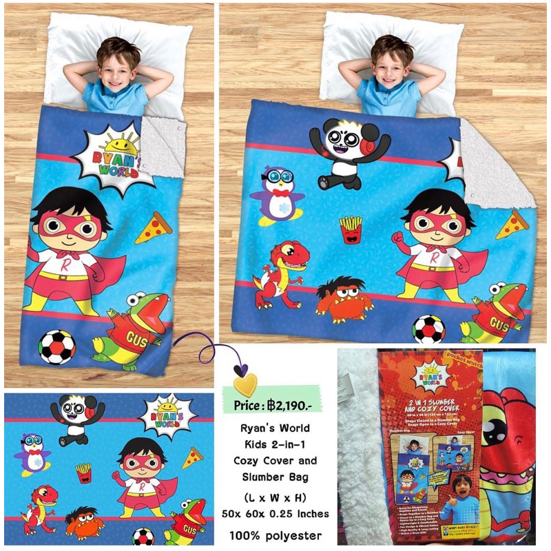 Ryan's World Kids 2-in-1 Cozy Cover and Slumber Bag