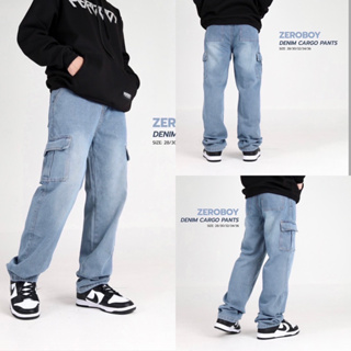 UBOY.STORE “ DENIM CARGO PANTS”กางเกงยีนส์คาร์โก้สียีนส์สุดเท่จากแบรนด์ZEROBOYแท้100%