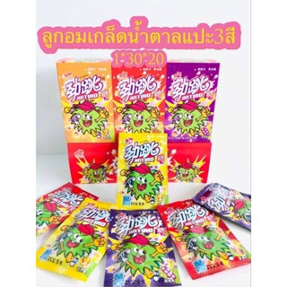 ลูกอมเกล็ดน้ำตาลเป๊าะแป๊ะ 3สี 30 ชิ้น (ขนมนำเข้า)