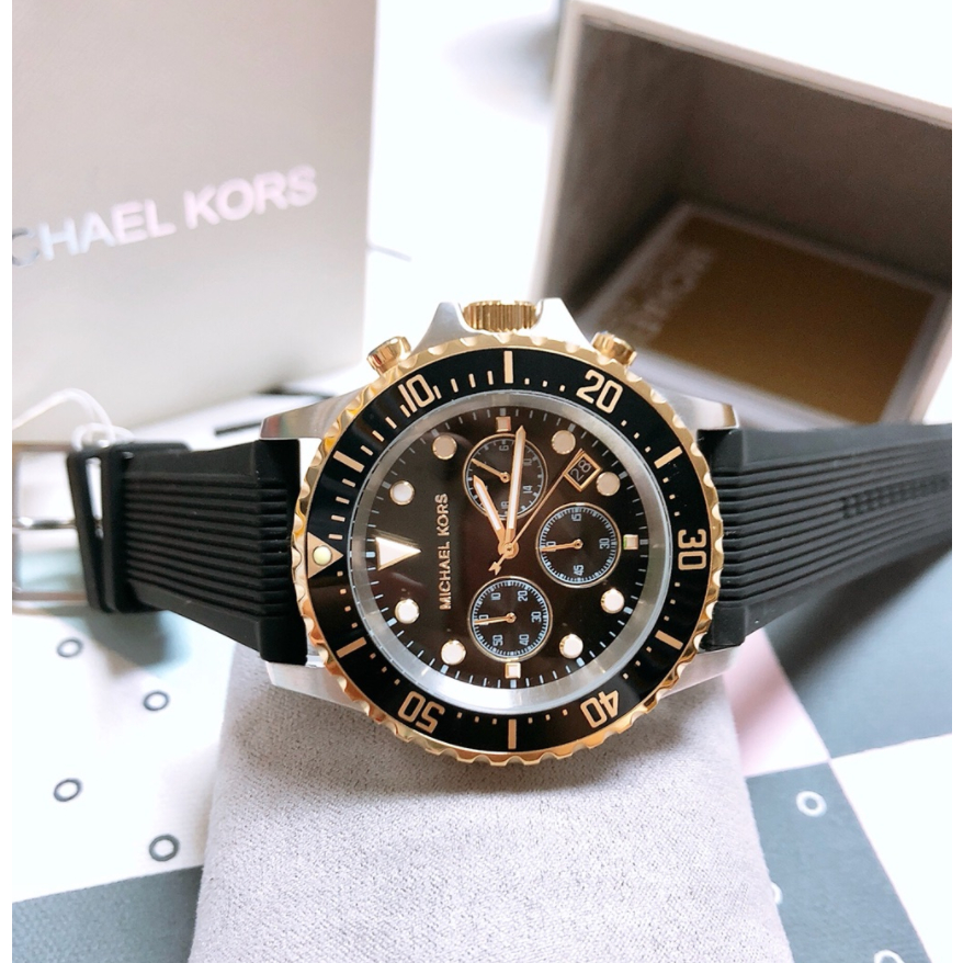 MICHAEL KORSEverest Chronograph Black Dial Black Silicone Men's  MK8366 MK8365 -45mm