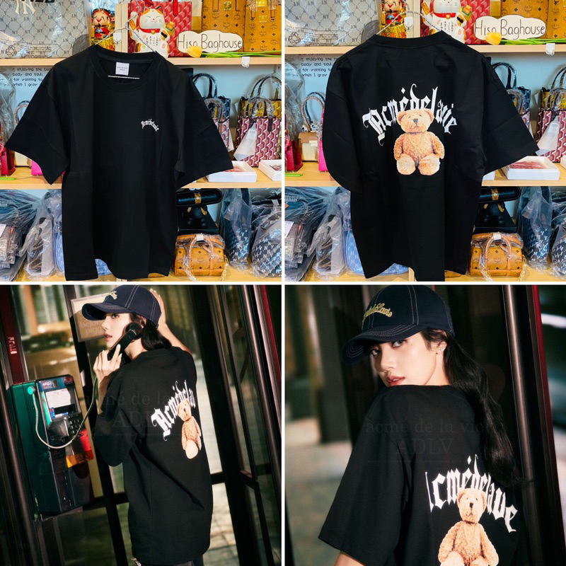 พร้อมส่ง แท้ % ADLV GOLD CHAIN BEAR DOLL SHORT SLEEVE T-SHIRT BLACK (ลายใหม่Lisa)