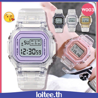 ⌚นาฬิกาข้อมือดิจิตอล นาฬิกาข้อมือผู้หญิง แฟชั่น สายใส 5 สีให้เลือก Unisex W003⌚