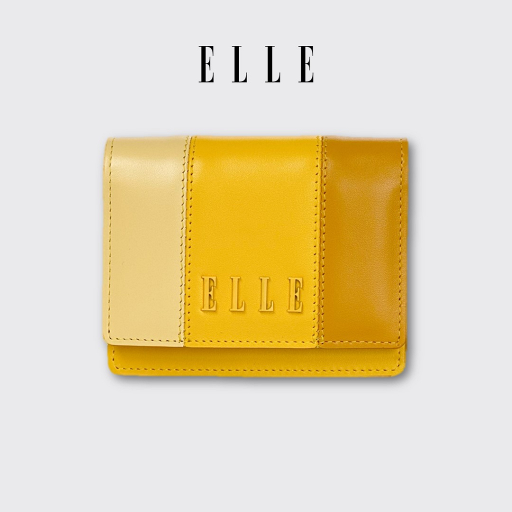 ELLE BAG | COLLECTION GRADIENT กระเป๋าใส่นามบัตรและธนบัตรหนังวัวแท้ ใส่การ์ดได้ทั้งหมด 9 ช่อง สีเหลื