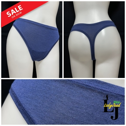 G23-056(B7-G466-628,2/2) กางเกงในจีสตริงสีน้ำเงิน L เอว 24-25 ยืดได้ 46 นิ้วผ้าคอตตอนผสมผ้าสแปนเด็กซ