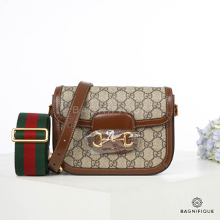 GUCCI HORSEBIT MINI BROWN GG SUPREME MONOGRAM GHW