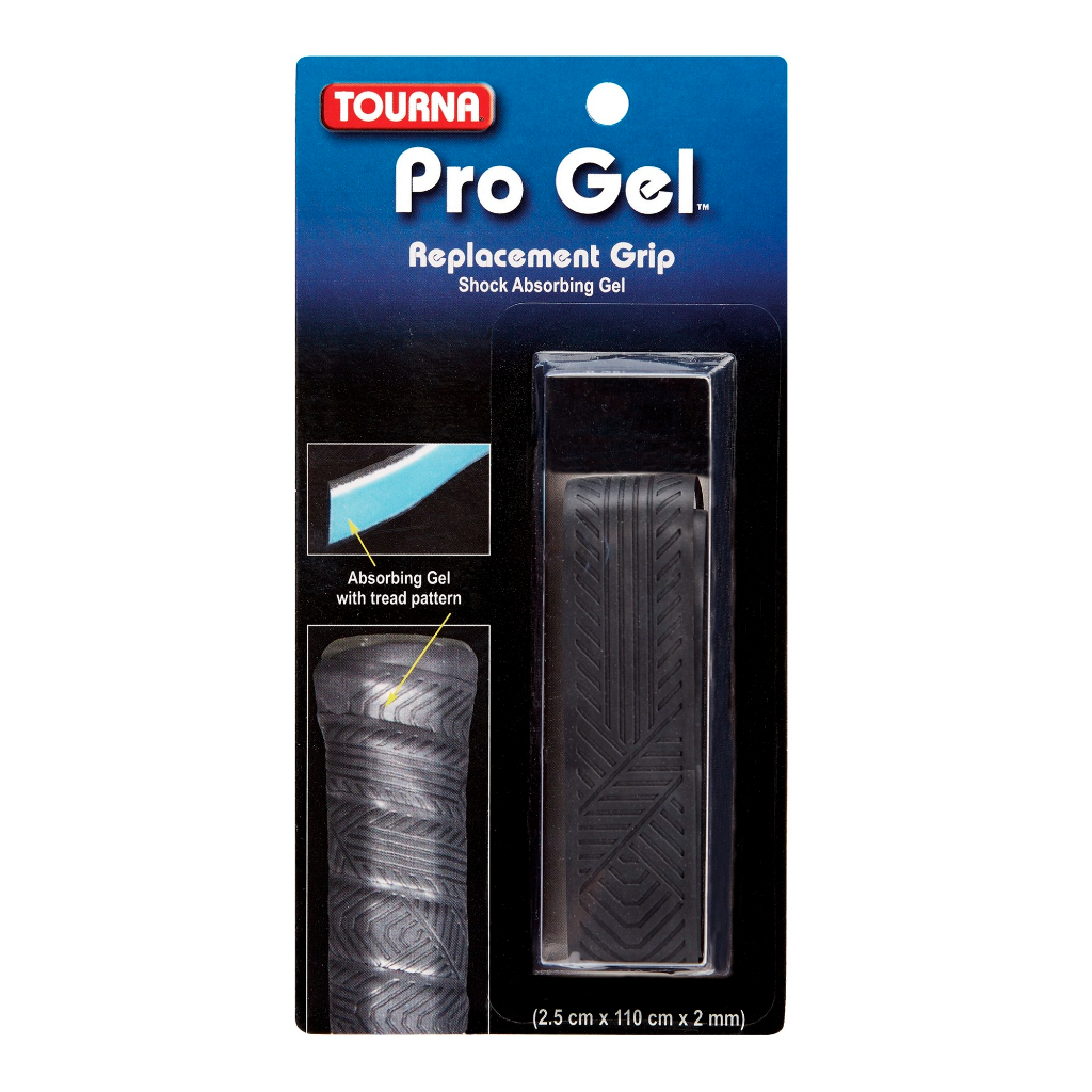 Tourna เทปพันด้าม/กริ๊ปพันด้ามไม้เทนนิส Pro Gel 2.0mm Replacement Grip Tape Racket Tennis | Black (078914197741,GCS-BK)