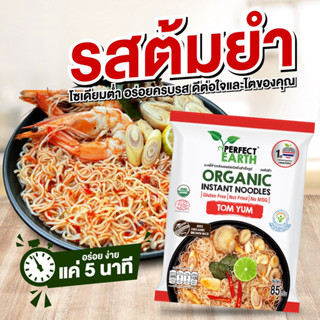 Perfect Earth Organic Instant Noodles Tom Yum เพอร์เฟคเอิร์ธ บะหมี่ข้าวกล้องออร์แกนิคกึ่งสำเร็จรูป รสต้มยำ (85 g)