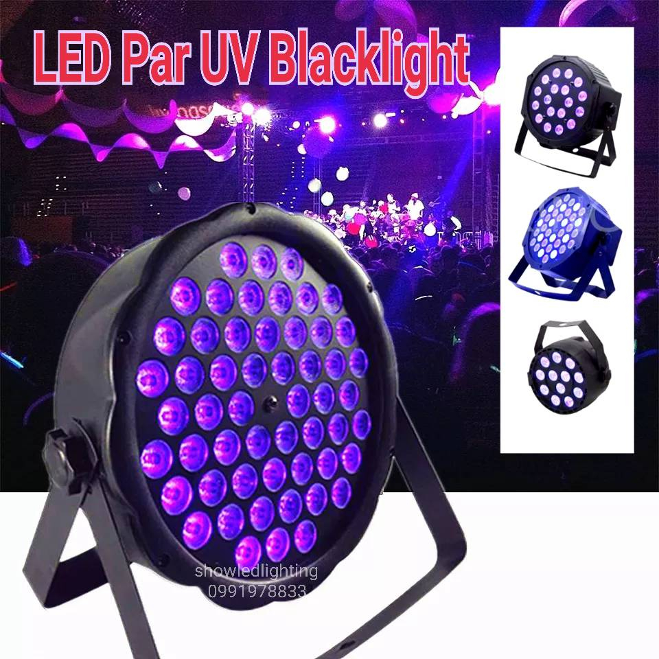 ไฟพาร์ PAR LED UV Black lightl ไฟพาร์ ยูวี แบล๊คไลท์ (มี 4ตัวเลือกให้กด  54LED*3w ใหญ่, 54LED*3wบาง,