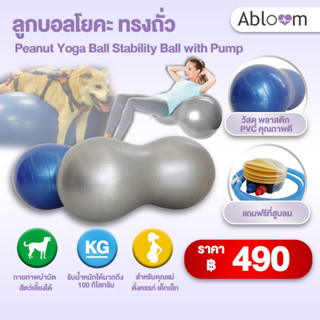 ⚡️พร้อมส่งด่วน⚡️ ลูกบอลโยคะ ทรงถั่ว ลูกบอลกายภาพบำบัด ฝึกการทรงตัว Peanut Yoga Ball Stability Ball with Pump