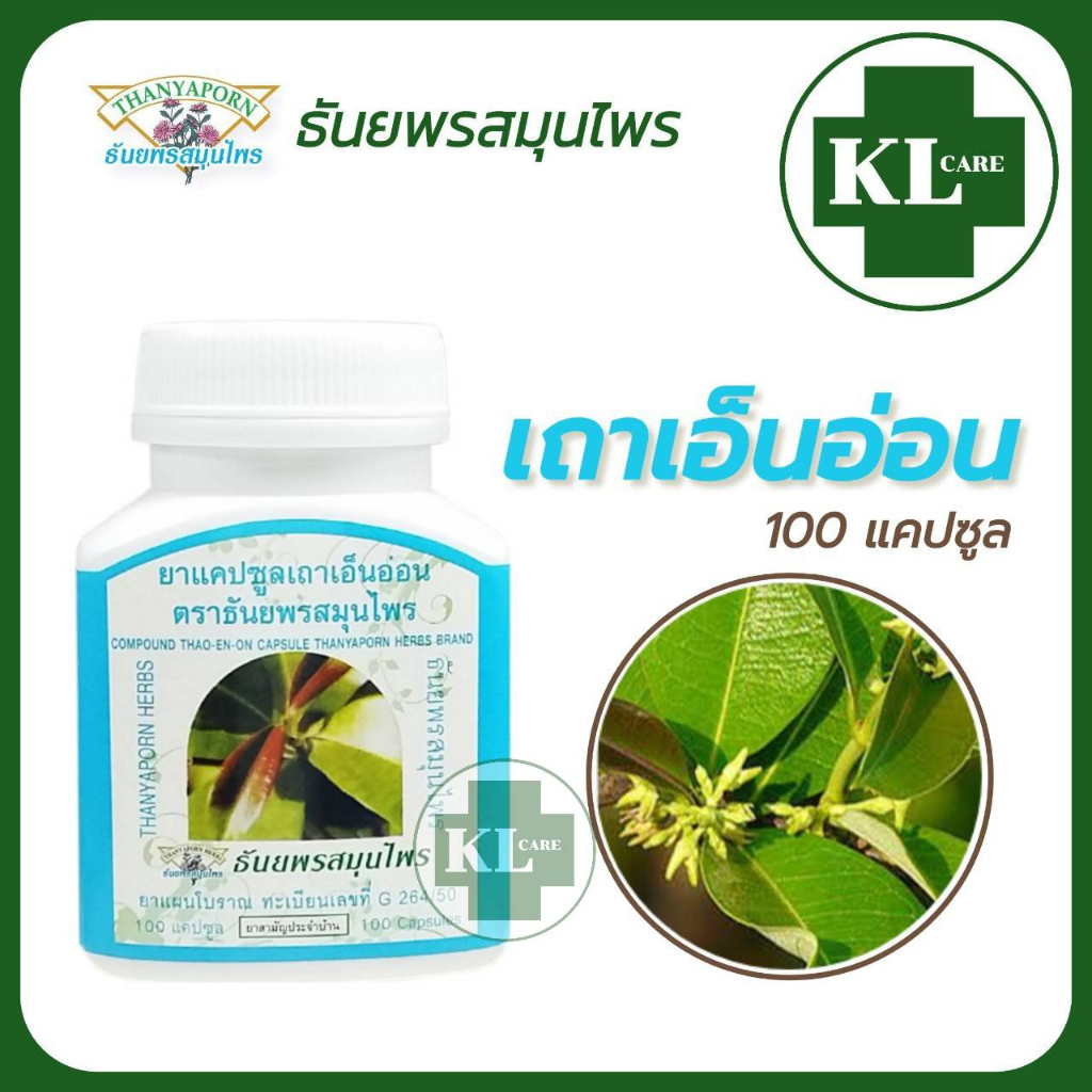 ยาแคปซูลเถาเอ็นอ่อน แก้ปวดเมื่อย ธันยพรสมุนไพร 100 แคปซูล ของแท้100%